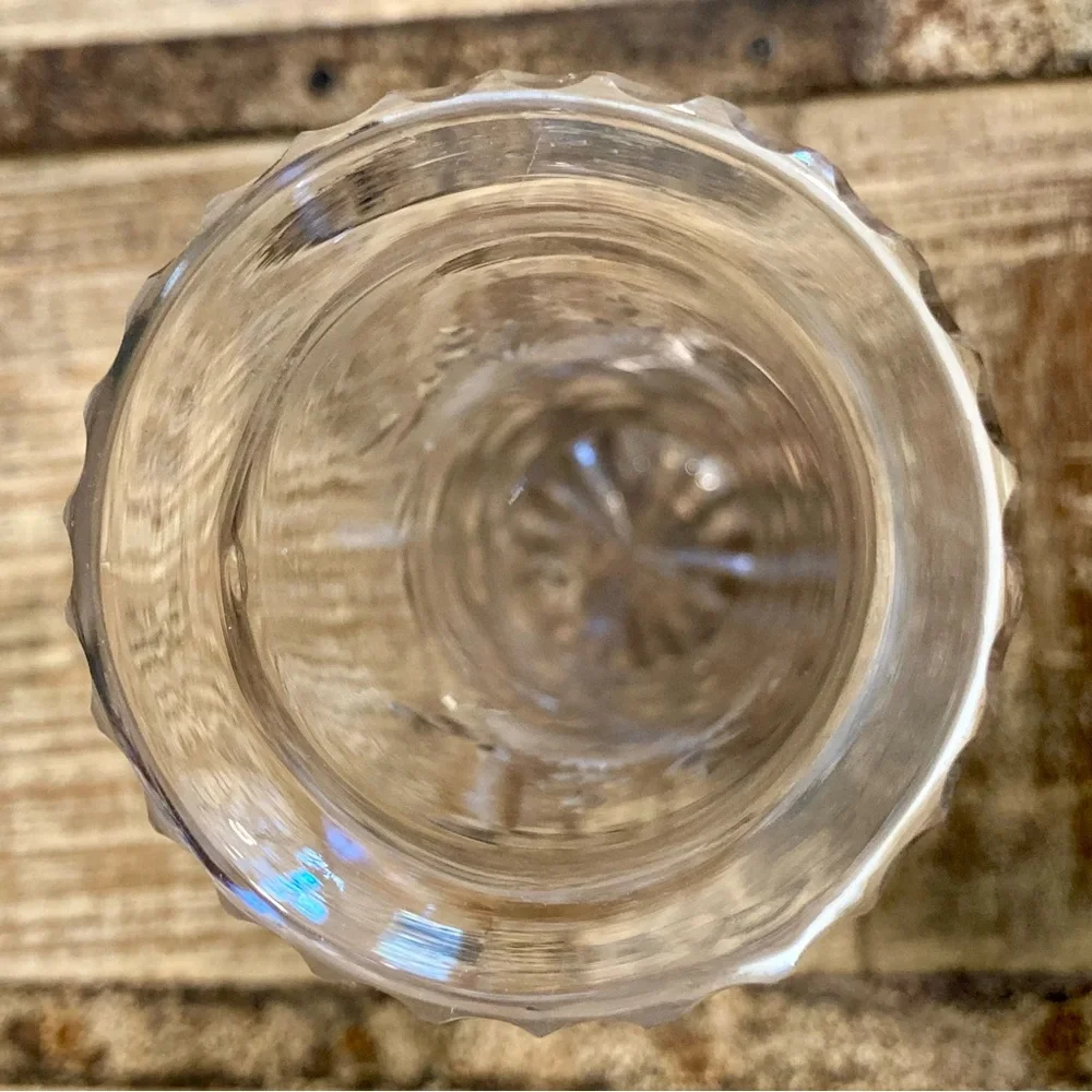 Vintage Etched Glass Vase with Floral Design Starburst Base Cottagecore Decor